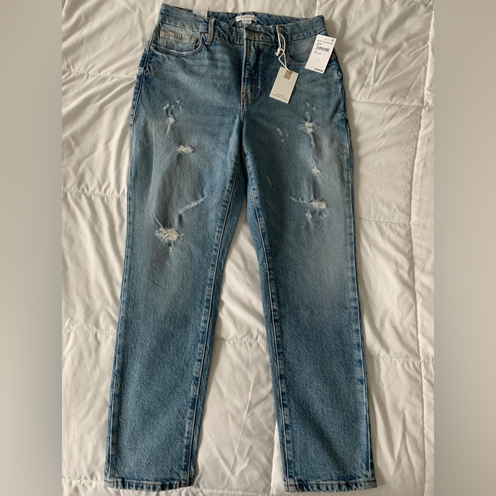 Good American Good Classic Distressed Hi-Rise Jeans - Picture 6 of 10